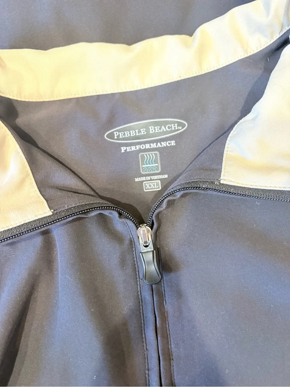 Pebble Beach Men's Performance Quarter Zip Golf Pullover Black & Tan XXL